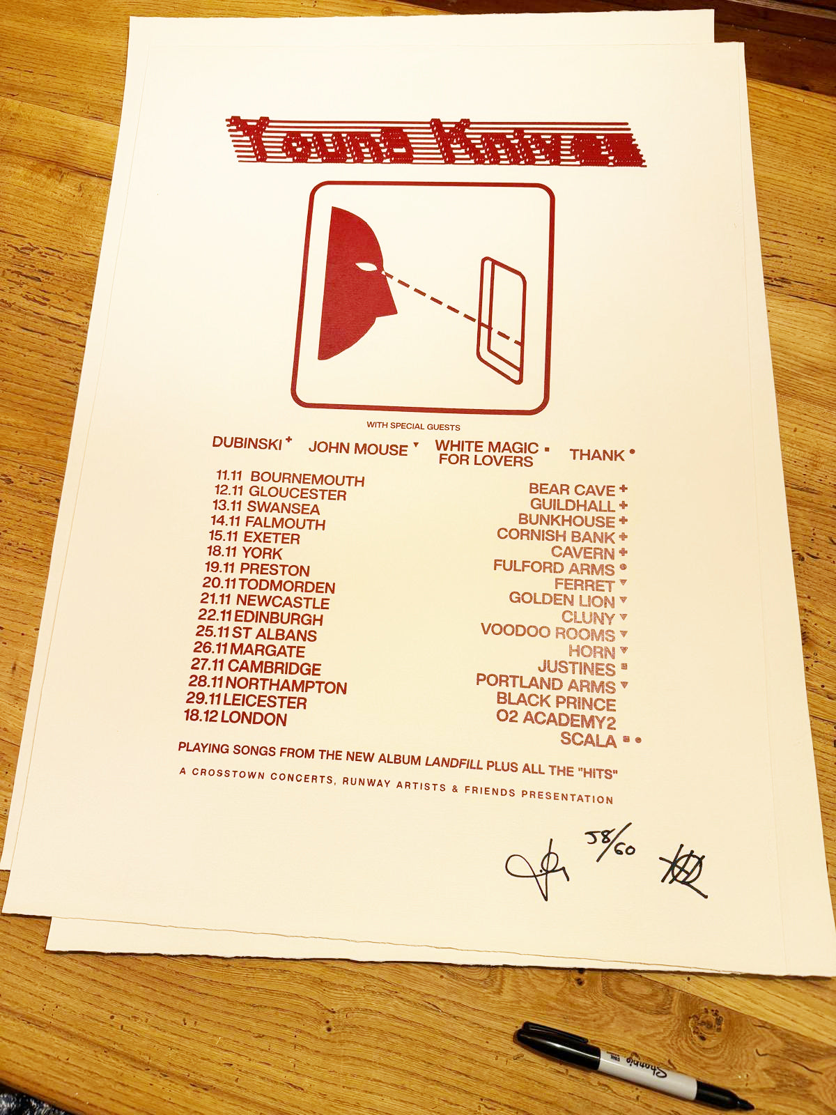 YK Landfill part 2 screen printed tour poster