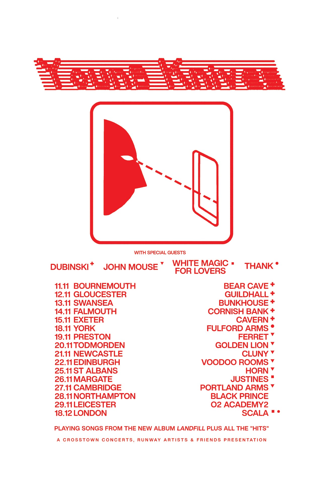 YK Landfill part 2 screen printed tour poster